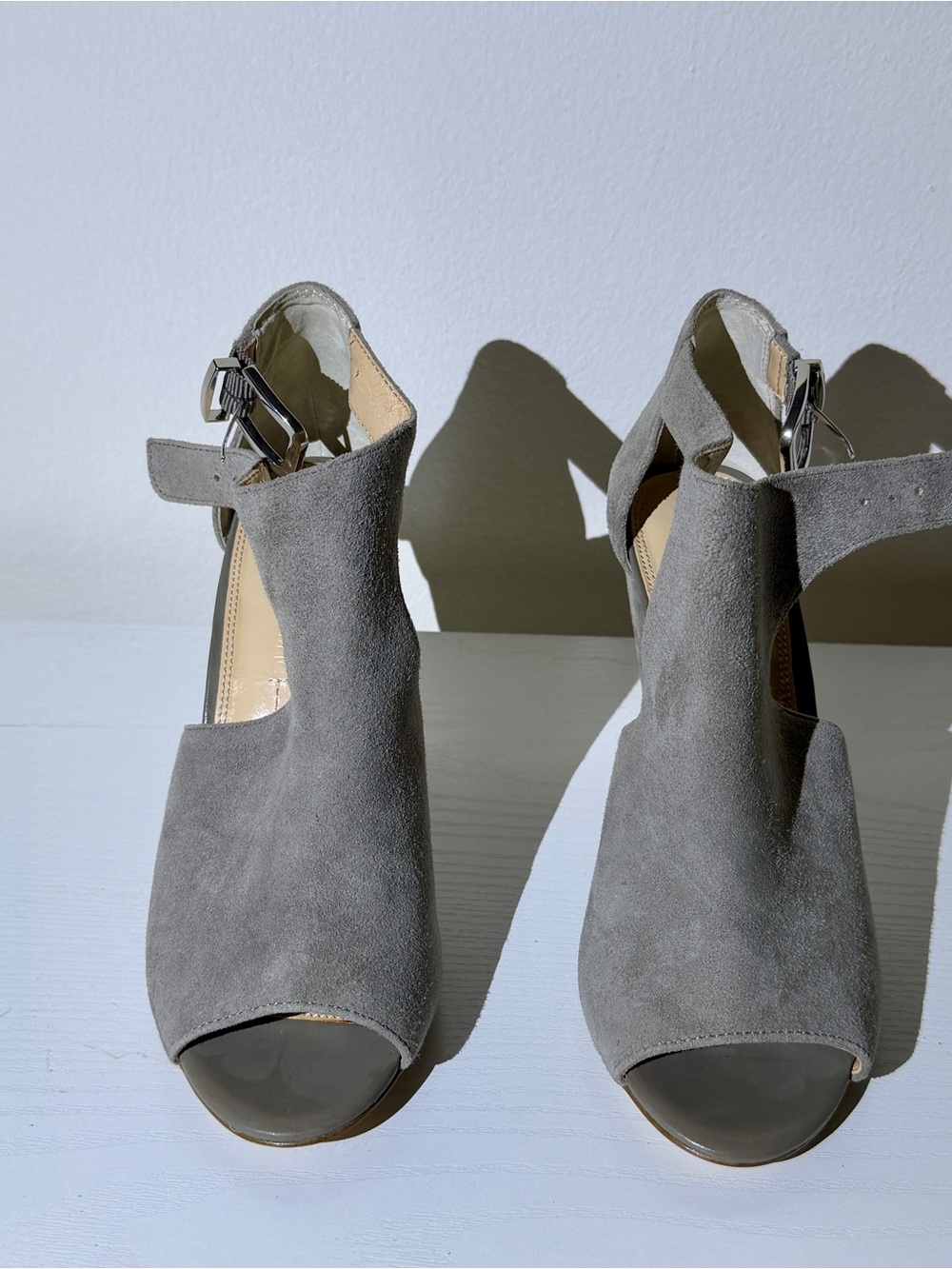 Banana Republic Gray Suede Cut Out Bootie Heels 6.5